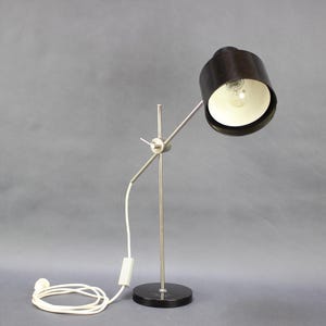 Adjustable Black Bakelite Industrial Table Lamp / Czechoslovakia, 1970s