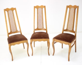 1960s Set of Three Dining Chairs LIGNA, Czechoslovakia / Mid century / Brown Colour /