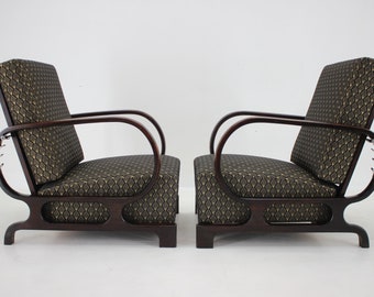 1930s Pair of Rare Restored Art Deco Adjustable Armchairs, Czechoslovakia
