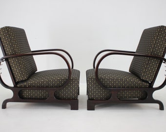 Paire de fauteuils réglables Art Déco restaurés des années 1930, Tchécoslovaquie