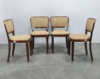 Thonet Dining Chairs Set 4 Mid Century Beech Vintage Czechoslovakia 1940s