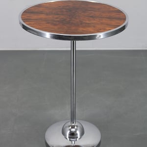 1950s Czechoslovakian Walnut & Chrome Round Side Table, Mid