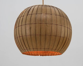 Mid-Century Wooden Veneer Pendant, ULUV, 1960's / Vintage Pendant Light / Czechoslovakia