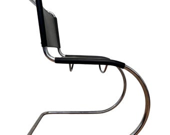 Bauhaus-stol i kromläder Thonet MR 10 av Ludwig Mies van der Rohe - 1980-talet