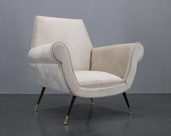 1950s Restored Italian Armchair / Vintage Chair / Mid-century / White Colour /