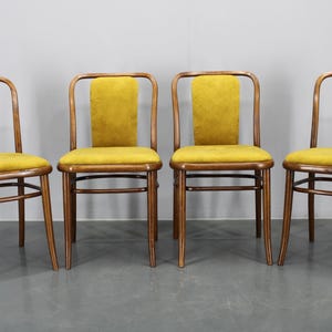 1970s Set of Four Restored Beech Bentwood Dining Chairs by TON, Czechoslovakia
