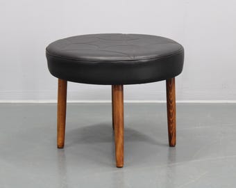 1960s Leather Danish Stool