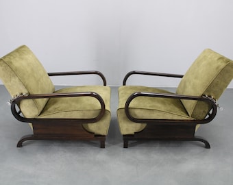 Rares fauteuils réglables Art déco restaurés des années 1930, Tchécoslovaquie / Meubles Art déco