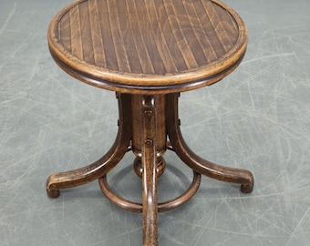 Art Deco Piano Stool by Fischel, Adjustable Beech Chair, Czechoslovakia 1930s