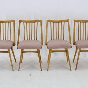 1960s Antonin Suman Set of Four Dining chairs in Beech Wood ,Czechoslovakia  / Mid-century /