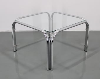 1970s Italian Glass Square Coffee Table