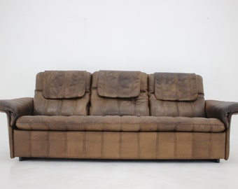 1980s De Sede Brown Leather Sofa, Switzerland, Mid-Century Modern