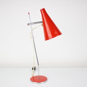 Midcentury Red Table Lamp Designed by Josef Hurka, 1960s / Vintage Lamp / Mid-century