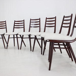 1970s Set of 6 Beech &quot;Boomerang&quot; dining chair, Czechoslovakia / Vintage Chair / Brown Colour / Mid-century /