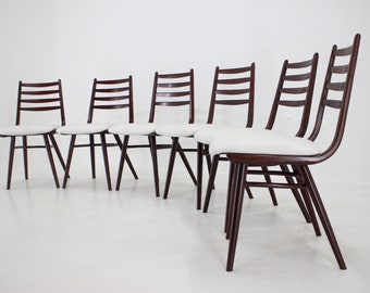 1970s Set of 6 Beech "Boomerang" dining chair, Czechoslovakia / Vintage Chair / Brown Colour / Mid-century /
