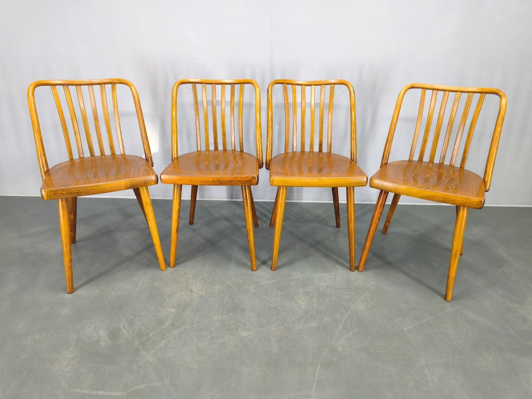 Antonin Suman TON Dining Chairs 1960s Czechoslovakia Beech Set