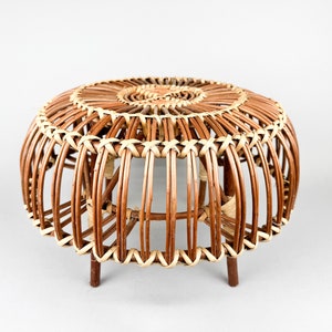 Mid-century Rattan Stool in Style of Franco Albini / Footstool / Footrest