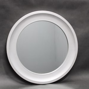 1970s Italian Round Aluminium Mirror / Mid-century / vintage / white colour /