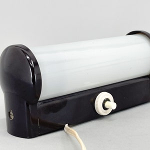 Bakelite and Milk Glass Wall Lamp, Czechoslovakia, 1950&#39;s / Original Switch / Vintage Wall Light