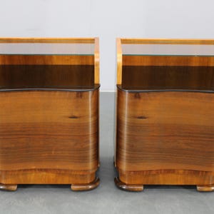 1940s Pair of Nightstands in Walnut Finish, Czechoslovakia / Mid-century / Vintage Bedside Tables /