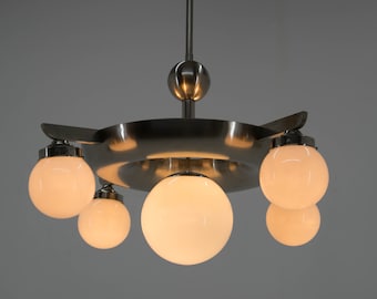 Rare Functionalism or Bauhaus Chandelier by IAS, 1920's / Art Deco Franta Anyz Chandelier