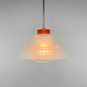 Mid-century Plastic and Glass Pendant, Czechoslovakia / Vintage Pendant Light