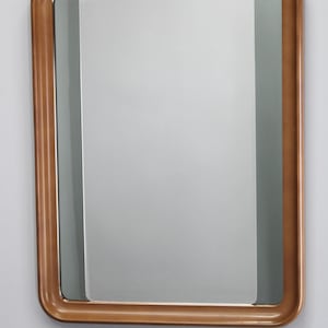 1970s Italian Rectangular Mirror in Wooden Frame / Vintage Mirror / Plastic / Mid-century /
