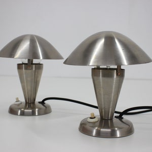 1930s Pair of  Chrome Plated Bauhaus Lamps, Czechoslovakia / Small Vintage Bedside Lamps / Vintage Lighting