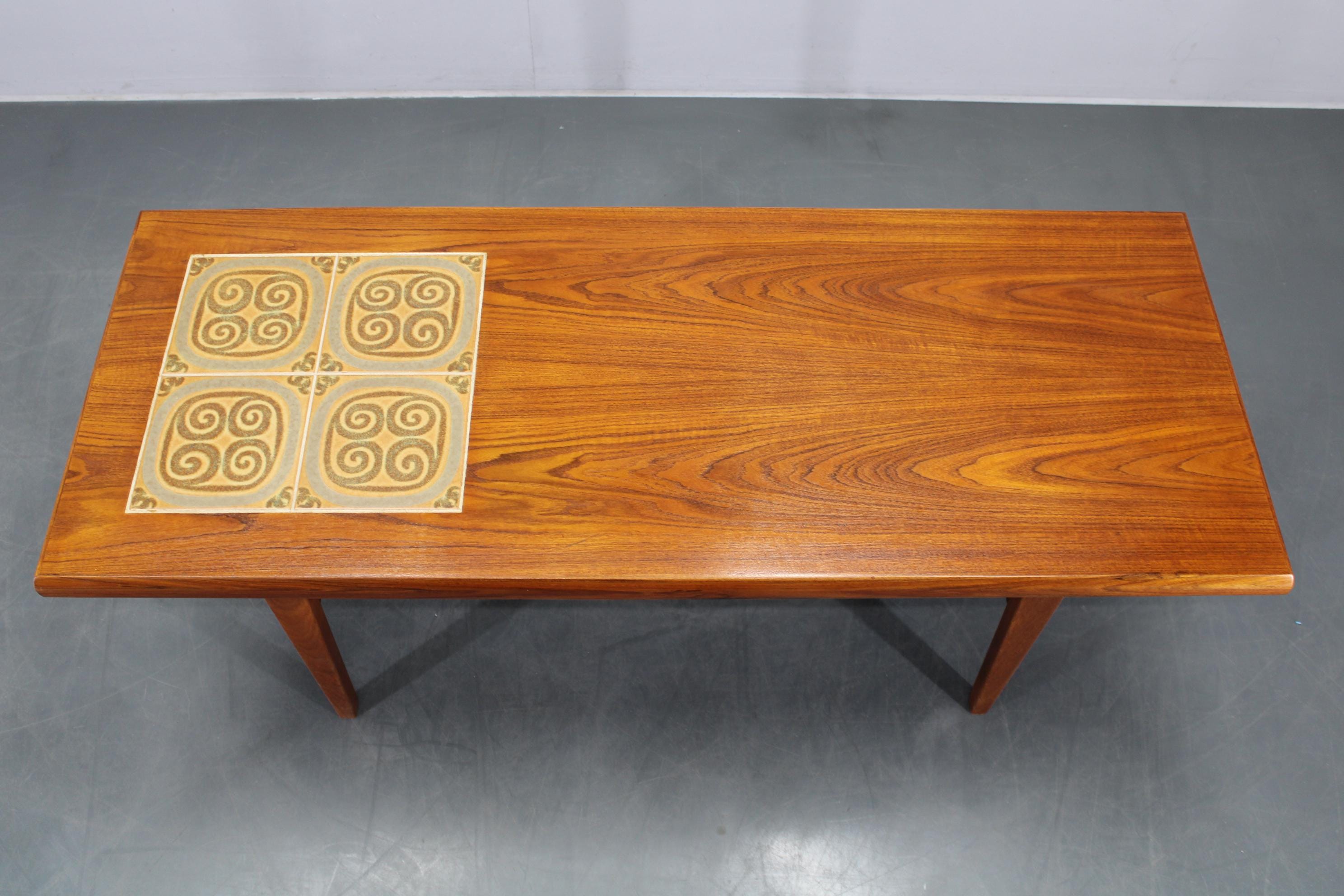 1960s Danish Teak Coffee Table With Tiles / Mid-century / Vintage
