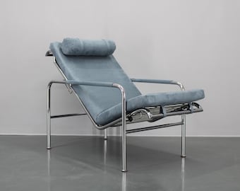 1980s Zanotta "Genni" Adjustable Lounge Chair,Italy / Blue Colour / Mid-century / Vintage Armchair /