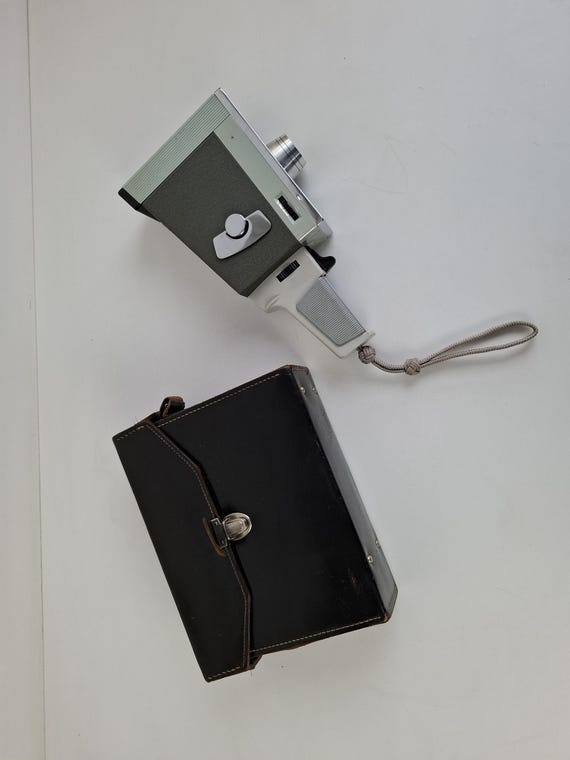1960s Czechoslovak Meopta A8G Handheld Film Camera Retro Mid Century Chrome Plastic Movie Maker Case