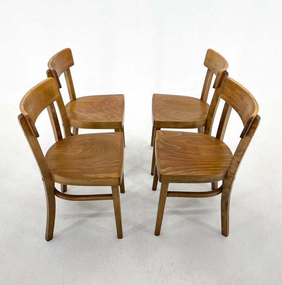 Set of Four Wooden TON Chairs Czechoslovakia 1960 s Vintage Dining Chairs All wood Etsy