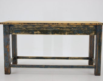 1950s Patinated Pine Tree Wooden Table, Czechoslovakia