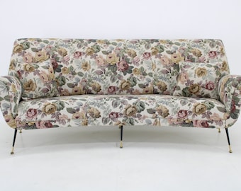 1950s Italian Curved "Banana" 3-Seater Sofa / Mid-century / Vintage Sofa /