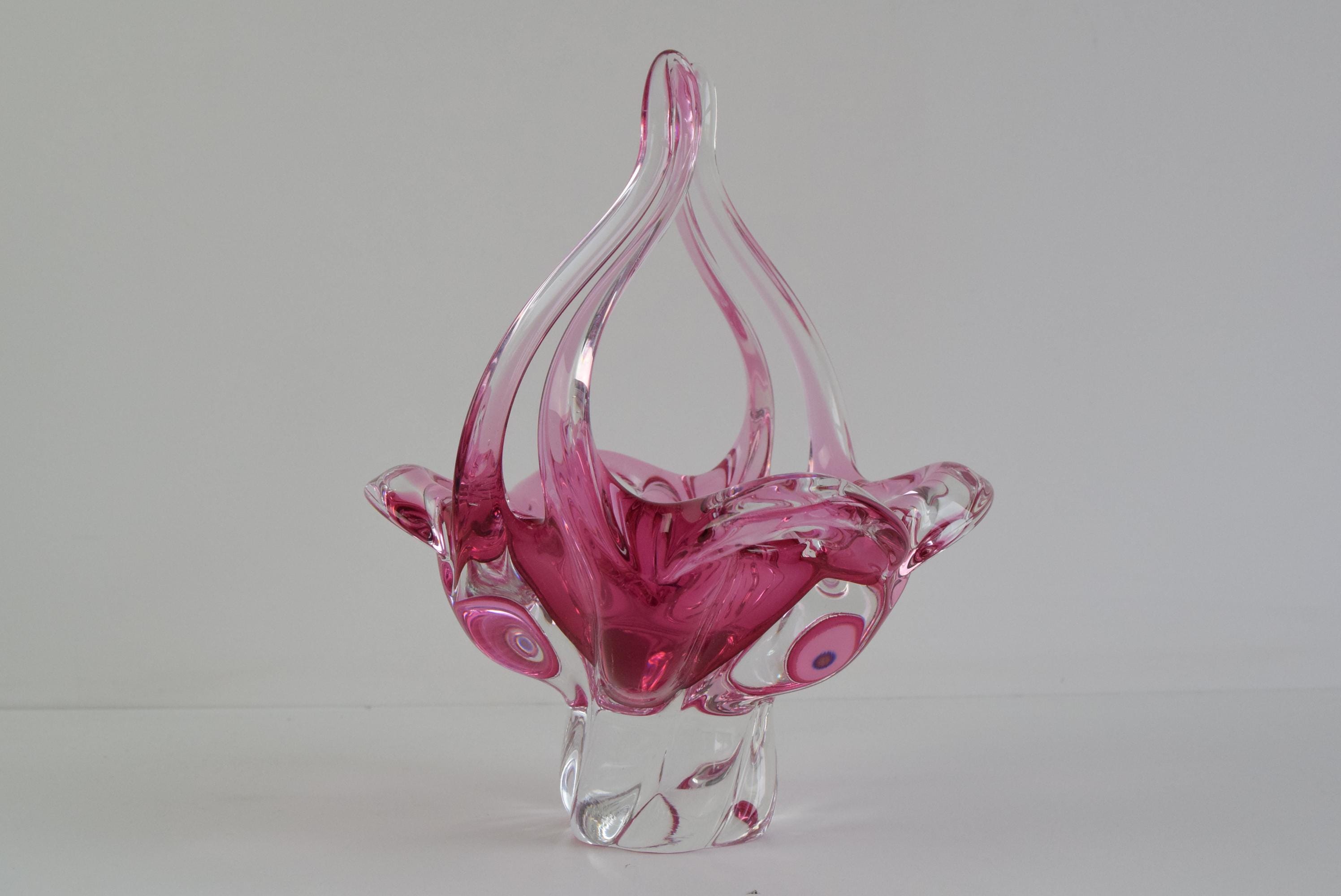 Mid-century Czech Art Glass Basket Bowl by Josef Hospodka - Etsy