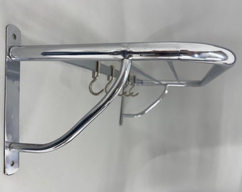1930&#39;s Bauhaus or Functionalist Chrome Wall Coat Hanger / Vintage Hat and Coat Hanger with Shelf