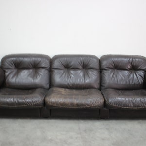 1970s  De Sede Adjustable Brown Leather 3-Seater Sofa  DS-110 James Bond