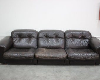 1970s  De Sede Adjustable Brown Leather 3-Seater Sofa  DS-110 James Bond