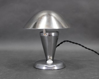 Bauhaus Chrome Mushroom Table Lamp Czechoslovakia 1930s Adjustable Art Deco