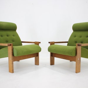 1970s Pair of Beech Armchairs, Czechoslovakia