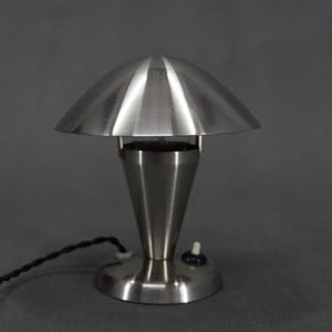 Bauhaus  Nickel &quot;Mushroom&quot; Table Lamp, Czechoslovakia, 1930s