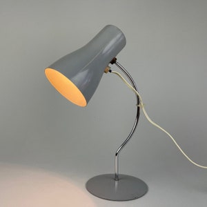 Table lamp, Josef Hůrka for Napako, 1970&#39;s / Vintage Metal Desk Lamp / Gray Metal & Chrome / Mid Century Lighting