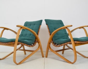 Pair of Bent Beechwood Armchairs, Design Jan Vaněk, 1930's.