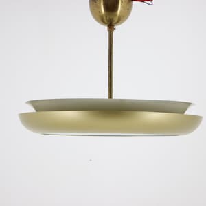 1930s Bauhaus &quot;UFO&quot; Chandelier by Josef Hurka ,Czechoslovakia / Gold Colour / Mid-centtury /