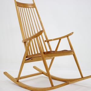 1960s Mid-century Wooden Rocking Chair, Czechoslovakia / Vintage Chair