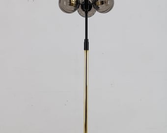 1980s Brass and Glass Floor Lamp,Restored /  Brass / Mid-Century Lighting /