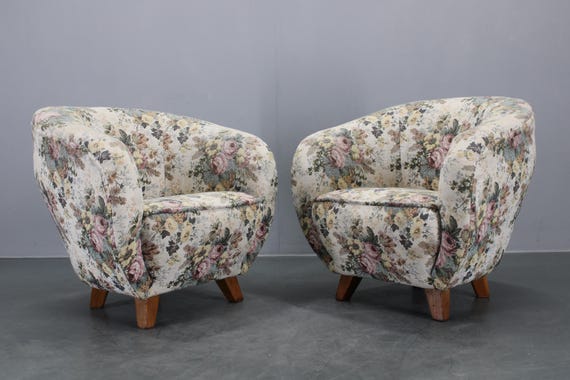 1940s Pair of Club Chairs, Czechoslovakia / Mid century / Vintage armchair