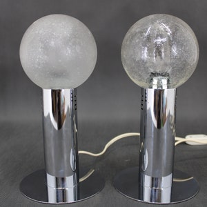 1970s Pair of Chrome Plated Lamps ,Italy / Mid-century / Silver Colour / Set /