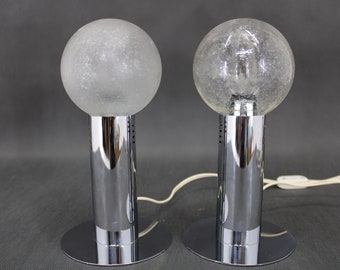 1970s Paar verchromte Lampen, Italien / Mid-century / silberfarben / Set /