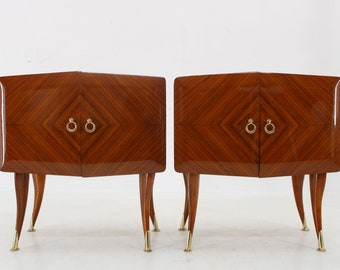 1950s Pair of Italian Nightstands ,Italy / Vintage Table / Mid-century / Brown Colour /
